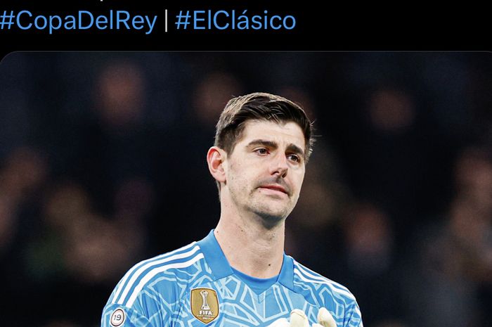 Kiper Real Madrid, Thibaut Courtois, setelah menelan kekalahan dari Barcelona di semifinal leg pertama Copa Del Rey 2022-2023.