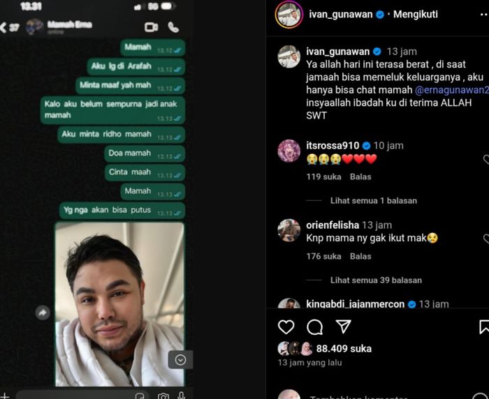 Ivan Gunawan kirim pesan sendu ke sang ibu karena tak bisa rayakan Hari Raya Idul Adha bersama karena sedang berhaji