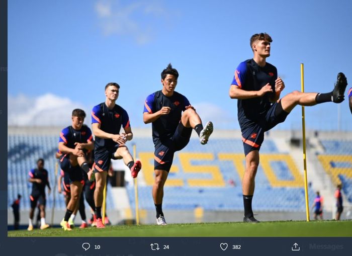 Skuad RB Leipzig saat melakukan latihan menjelang semifinal Liga Champions.