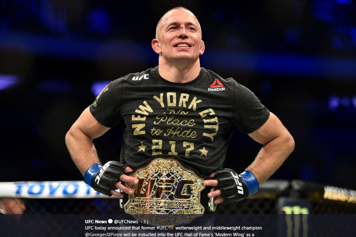 Legenda UFC, Georges St-Pierre (GSP), dinobatkan sebagai Modern Wing of the UFC Hall of Fame. Gelar tersebut dinobatkan pada ajang UFC 249 di VyStar Veterans Memorial, Jacksonville, Florida, Sabtu (9/5/2020) atau Minggu WIB. 