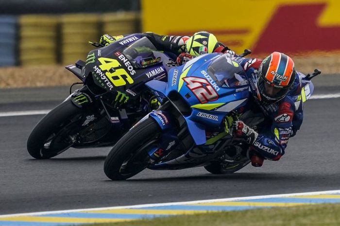 Pembalap Suzuki Ecstar, Alex Rins saat melakoni babak kualifikasi MotoGP Prancis 2019, Sabtu (18/5/2019)