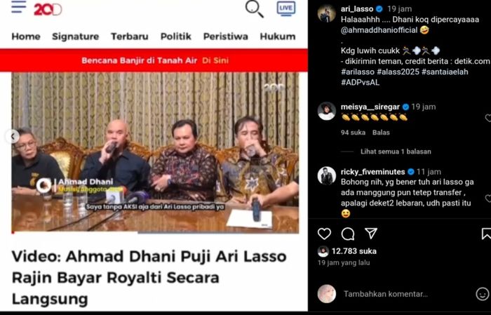 Postingan Ari Lasso.