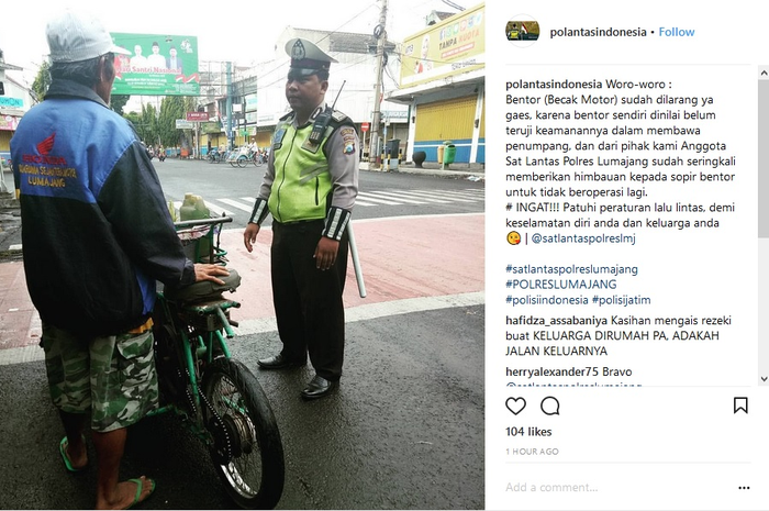 Sudah Dilarang Oleh Polantas Lumajang, Bentor Ini Masih Saja Nakal...