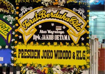 Karangan Bunga Dukacita untuk Jakob Oetama dari Presiden Joko Widodo Hiasi Gedung Kompas Gramedia