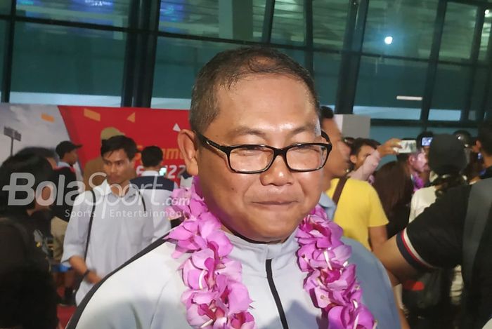 Asisten Head of Delegation Timnas Indonesia U-22 di Piala AFF 2019, AKBP Sumardji di sela-sela penyambutan timnas U-22 Indonesia di Bandara Soekarno Hatta, Rabu (27/2/2019).