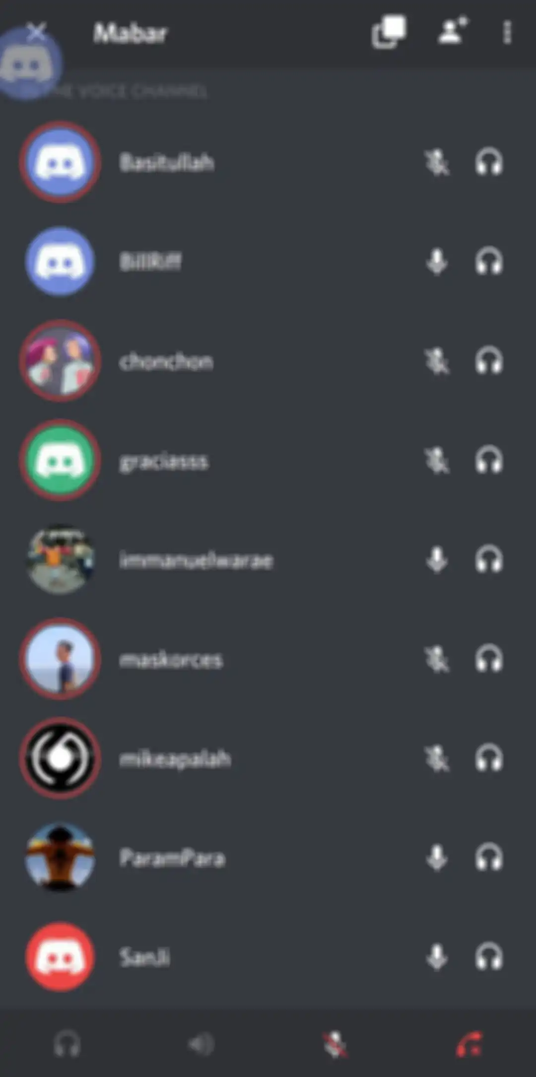 Tampilan voice chat di Discord smartphone