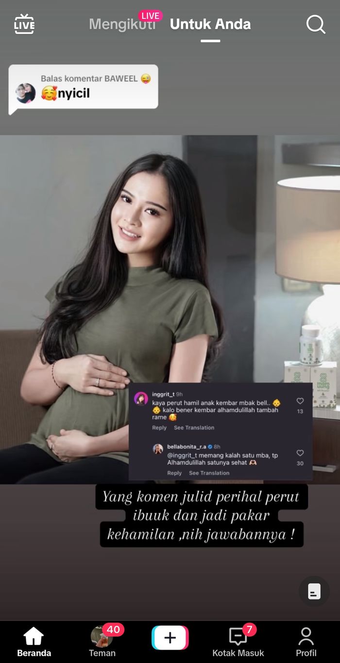 Kabar kurang menyenangkan datang dari Bella Bonita, istri Denny Caknan yang tengah menjalani kehamilan pertamanya.