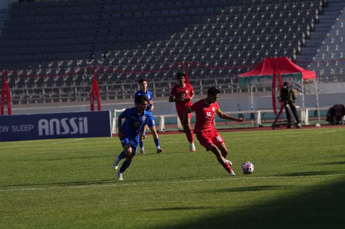 Suasana pertandingan antara Timnas U-20 Indonesia Vs Thailand dalam laga kedua Seoul Earth On Us Cup 2024 di Mokdong Stadium, Seoul, Korea Selatan, Jumat (30/8/2024).