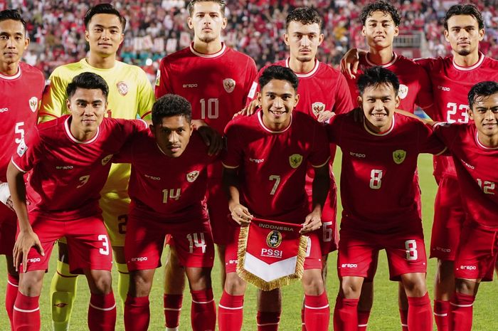 Skuad Timnas U-23 Indonesia saat menghadapi Yordania di laga terakhir Grup A Piala Asia U-23 2024.