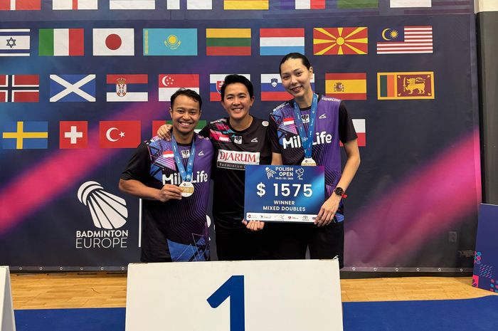 Rehan Naufal Kushjarnto/Gloria Emanuelle Widjaja saat menjuarai Polish Open 2025, Minggu (23/3/2025)
