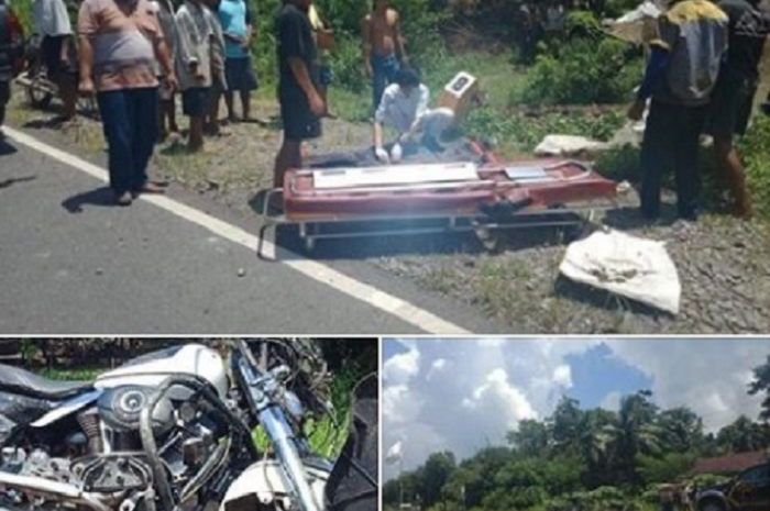 Penjemur gabah di Kebumen, Jawa Tengah tewas ditabrak Harley-Davidson.