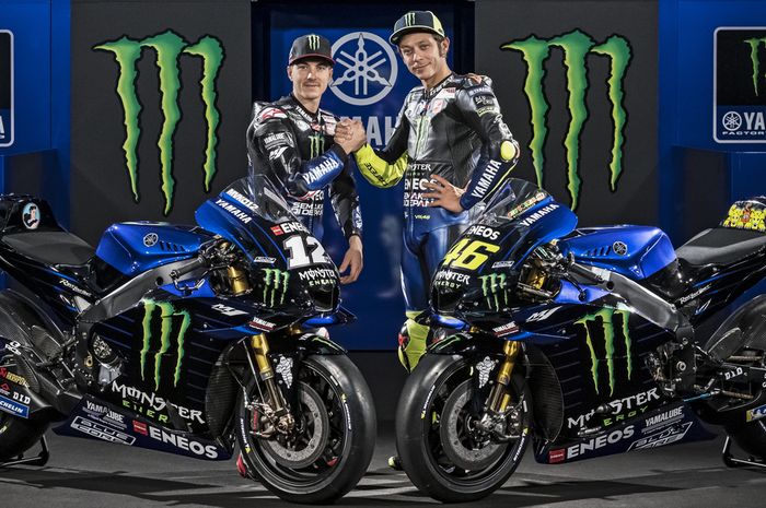 Valentino Rossi dan Maverick Vinales bersama Yamaha M1 2019.