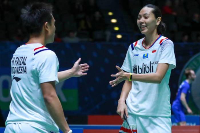 Pasangan ganda campuran, Hafiz Faizal/Gloria Emanuelle Widjaja, saat keduanya bertanding pada ajang All England Open 2020 di Arena Birmingham, Inggris, Rabu (11/3/2020).