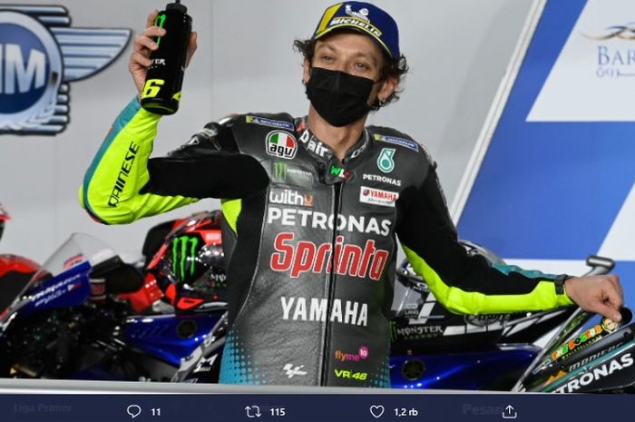 Pembalap Petronas Yamaha SRT, Valentino Rossi, setelah selesai kualifikasi MotoGP Qatar 2021 di Sirkuit Losail, Sabtu (28/3/2021). 