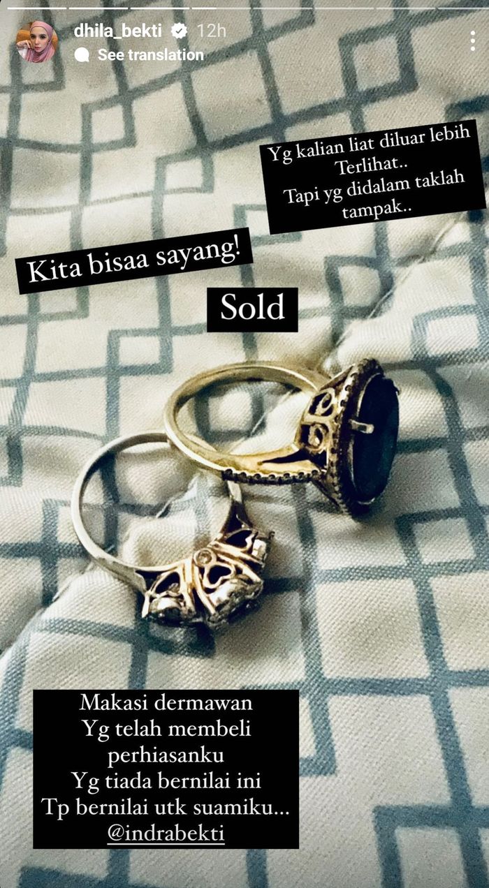 Aldila Jelita jual cincin mewah miliknya untuk biaya pengobatan Indra Bekti.