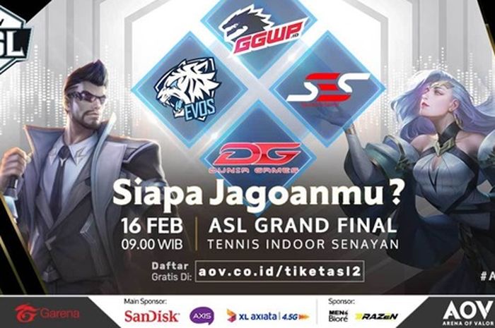 AOV Star League Grand Final akan berlangsung di Tennis Indoor Senayan pada 16 Februari 2019 pukul 09.00 WIB.