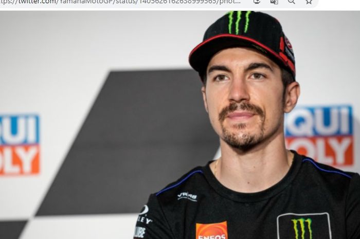 Pembalap Monster Energy Yamaha, Maverick Vinales, ketika sesi konferensi pers MotoGP Jerman 2021. 