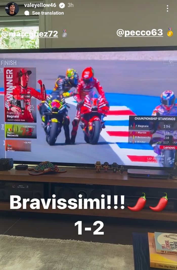 Reaksi Valentino Rossi saatelihat dua muridnya mendominasi motogp belanda 2023