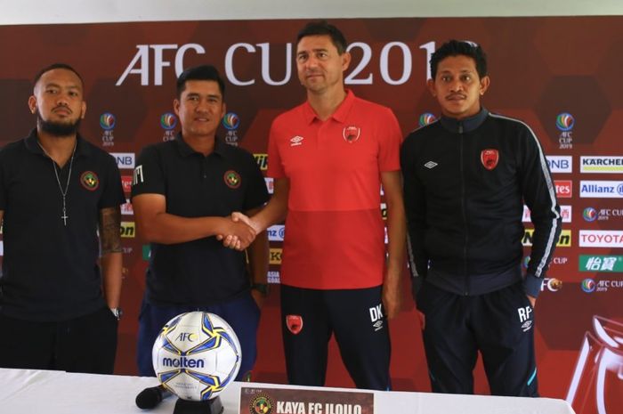 Kaya FC dan PSM Makassar saat memberikan keterangan pers, Selasa (16/4/2019), jelang bentrokan kedua tim pada ajang Piala AFC.