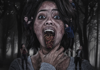 Ih Ngeri! Mulut Anggika Bolsterli Penuh Ulat Pemakan Bangkai di Poster Film Ghibah