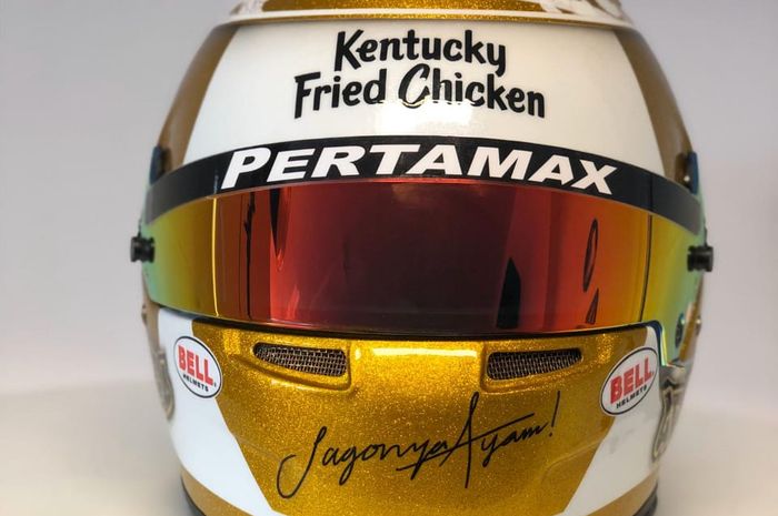 Desain helm baru pembalap Formula 2 Indonesia, Sean Gelael.