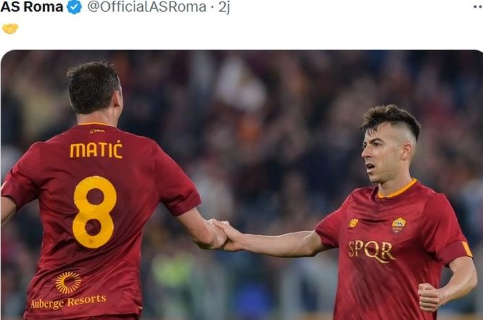 Stephan El Shaarawy dan Nemanja Matic menyelamatkan AS Roma dari kekalahan saat juma Salernitana pada lanjutan Liga Italia 2022-2023.