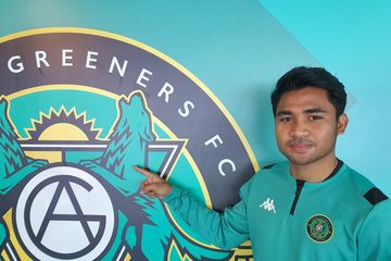 Asnawi Mangkualam bersama klub barunya, Ansan Greeners.