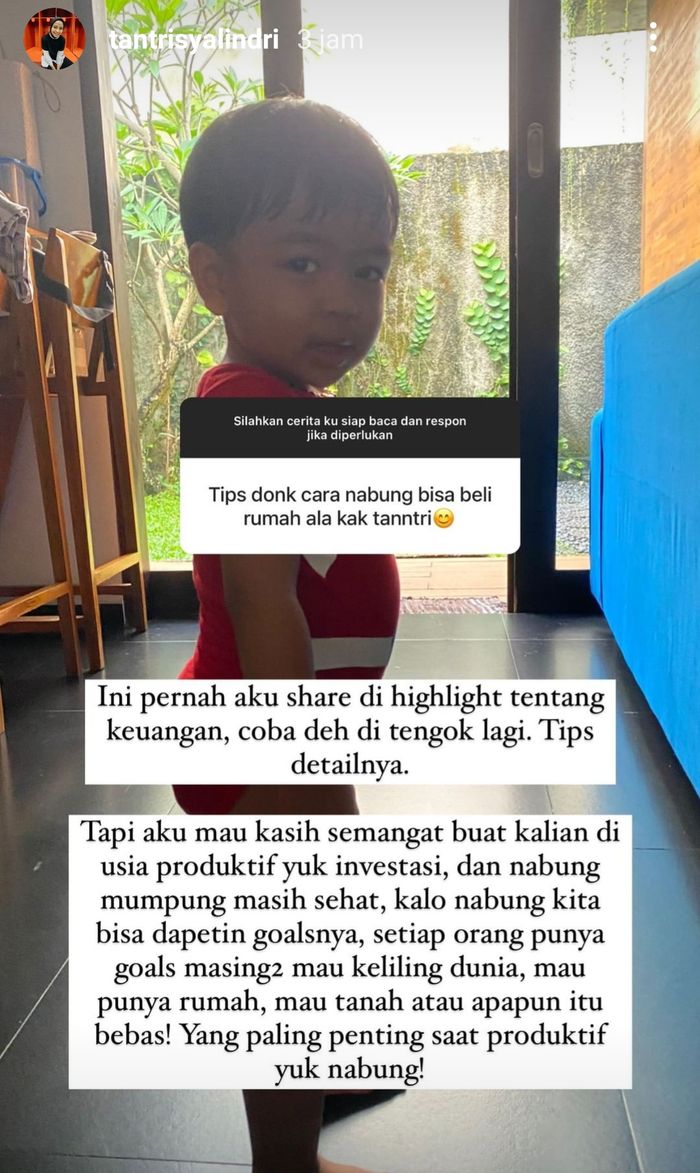 Unggahan Tantri Kotak soal pentingnya menabung saat usia peroduktif.