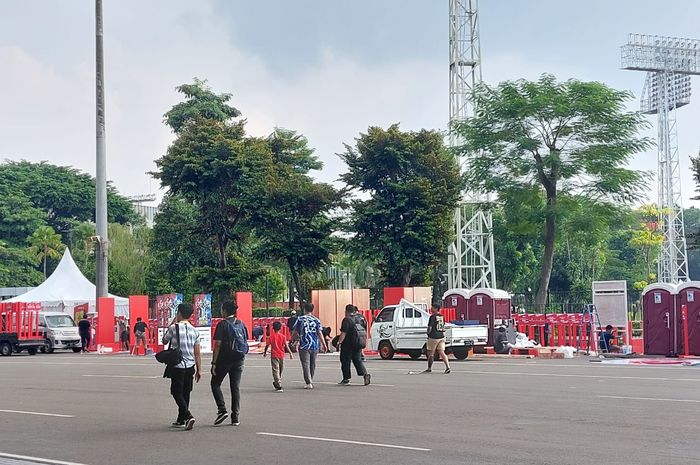 Suasana Stadion Utama Gelora Bung Karno (SUGBK), Senayan, Jakarta, Minggu (18/6/2023) menjelang laga timnas Indonesia vs Argentina.