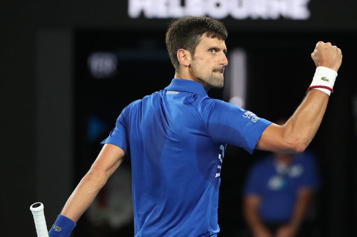 Ekspresi Novak Djokovic saat melakoni partai final tunggal putra Australian Open 2019 