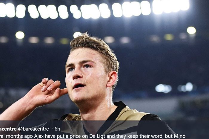 Bek muda Ajax Amsterdam, Matthijs de Ligt merayakan gol yang dicetak usai jebol gawang Juventus pada leg kedua perempat final Liga Champions.