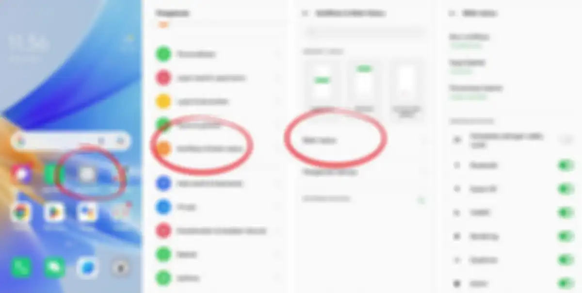 Cara mengakses menu pengaturan persentase baterai di OPPO A17, Pengaturan - Notifikasi & Bilah Status - Bilah Status - Persentase Baterai