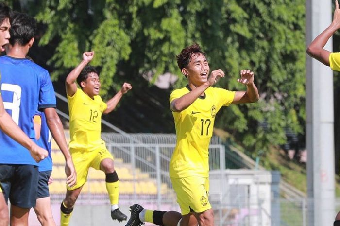 Selebrasi para pemain Timnas U-19 Malaysia.