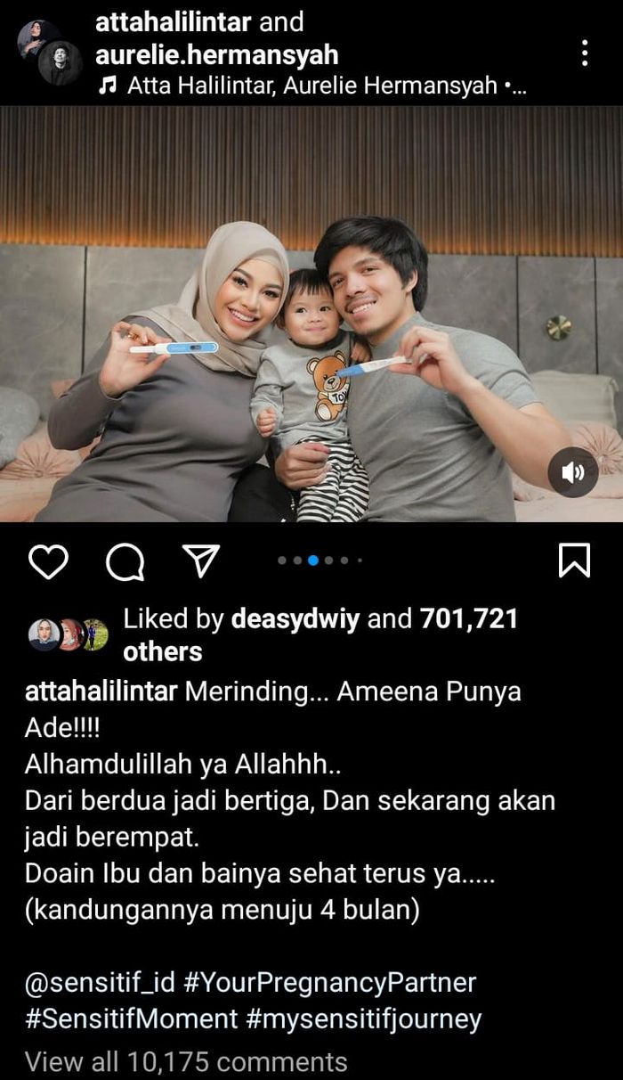 Atta Halilintar sebut usia kehamilan Aurel Hermansyah sudah menginjak 4 bulan.