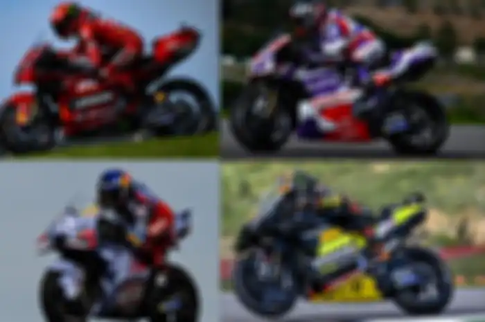 Gerombolan Ducati siap dominasi MotoGP 2023 ditunjukkan kuasai 8 besar tercepat hasil tes pramusim MotoGP 2023 Portimao, Francesco Bagnaia (kiri atas); Johann Zarco (kanan atas); Luca Marini (kanan bawah) dan Alex Marquez (kiri bawah)