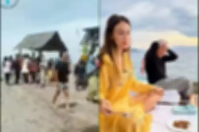 Luna Maya di pantai bersama pria Jepang
