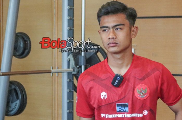 Pratama Arhan saat ditemui dalam acara kerja sama timnas Indonesia dengan PT Freeport Indonesia di Kawasan Senayan, Jakarta, Senin (9/10/2023).