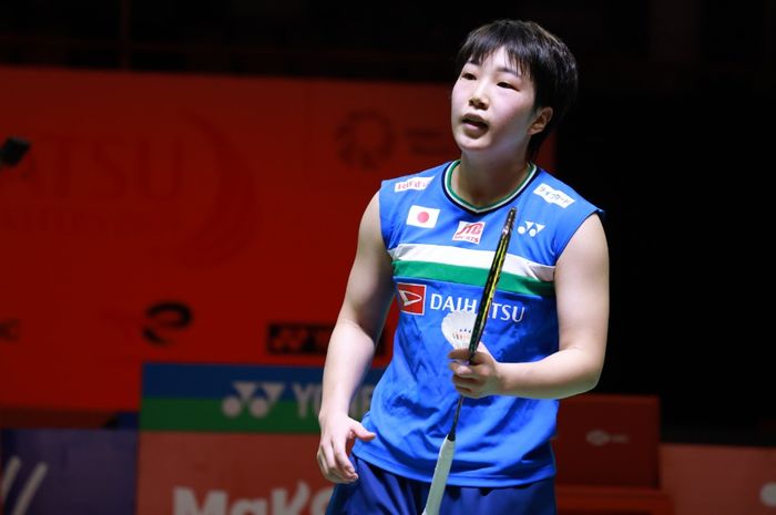 Pemain tunggal putri Jepang, Akane Yamaguchi, saat bertanding di semifinal Indonesia Masters 2021, di The Westin Resort, Nusa Dua, Bali, Sabtu (20/11/2021).