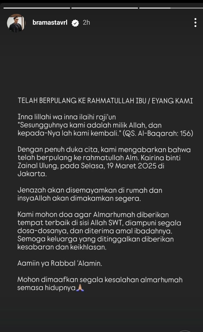 Unggahan Verrell Bramasta 