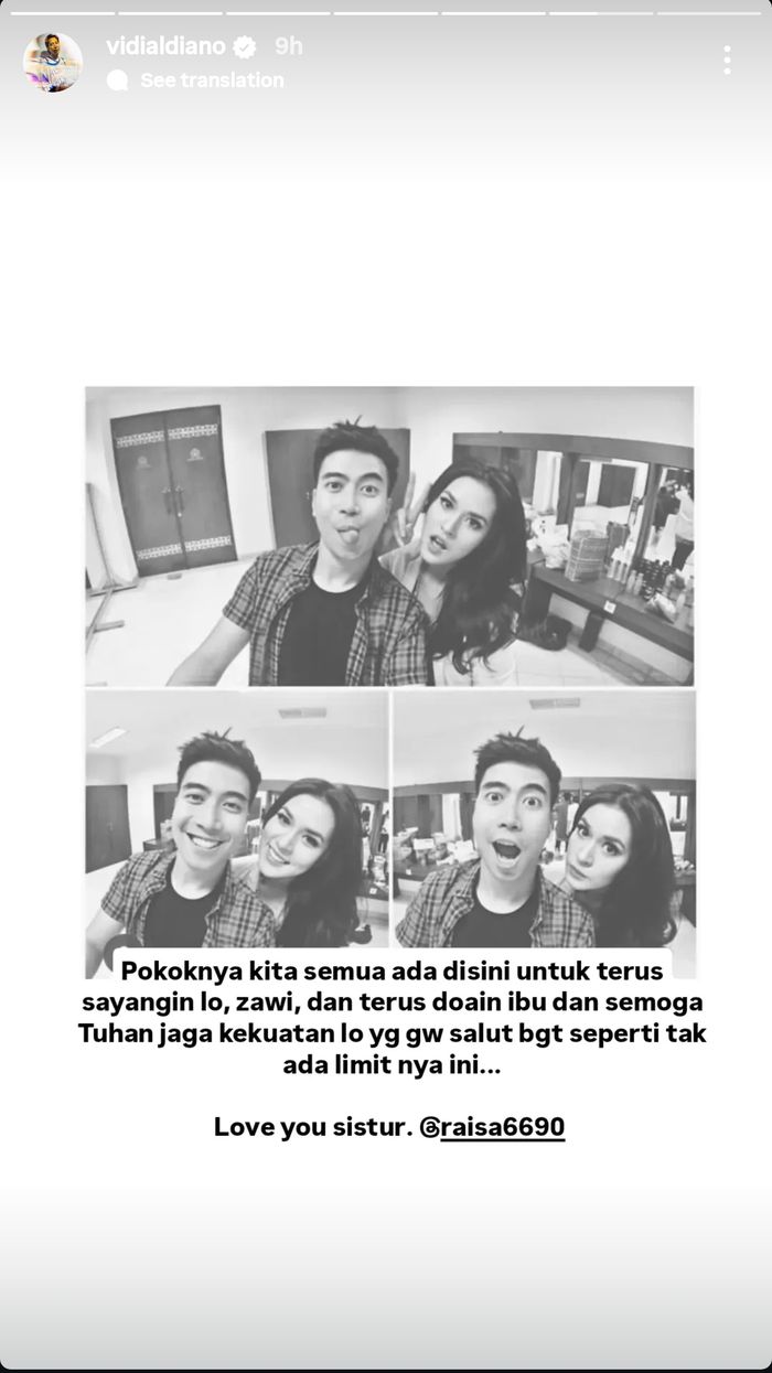 Vidi Aldiano beri semangat kepada Raisa yang tengah menghadapi proses perceraian dengan Hamish Daud.