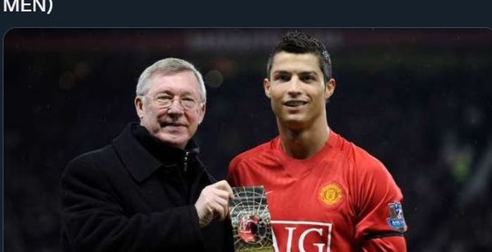 Cristiano Ronaldo bersama Sir Alex Ferguson saat masih di Manchester United.