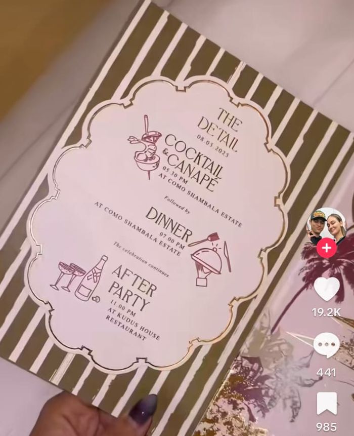 Undangan resepsi pernikahan hari kedua Luna Maya dan Maxime Bouttier 