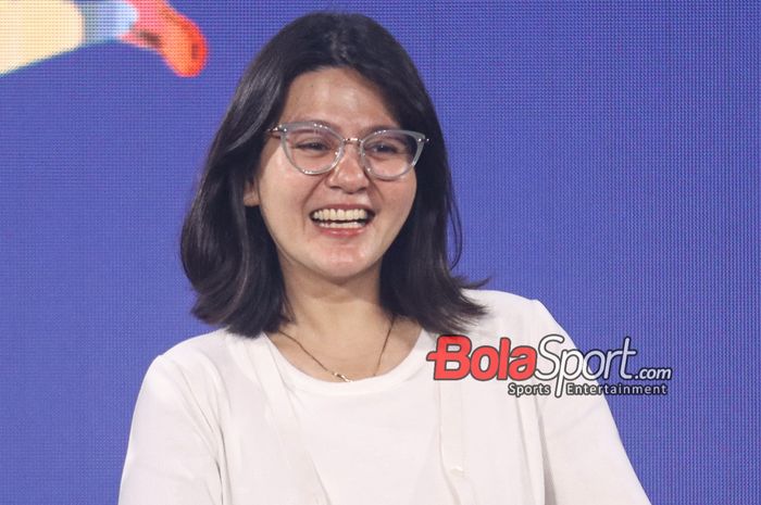 Wakil Ketua Umum PSSI, Ratu Tisha, saat hadir di Dome, Senayan Park, Jakarta, Jumat (18/10/2024).