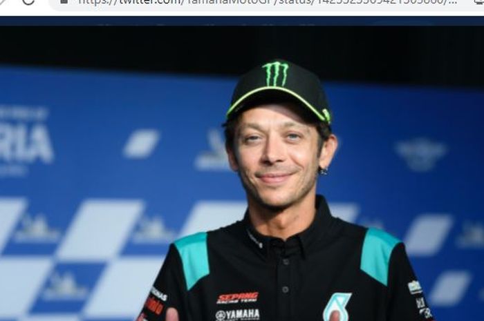 Pembalap Petronas Yamaha SRT, Valentino Rossi, ketika mengumumkan pensiun pada akhir MotoGP 2021 dalam sesi konferensi pers di Red Bull Ring, Spielberg, Kamis (5/8/2021).