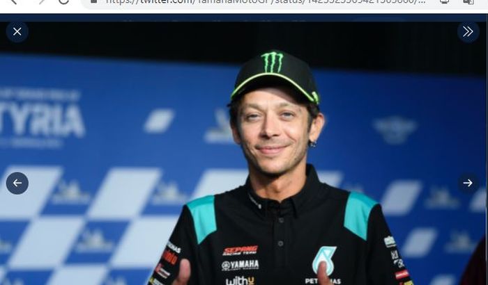 Pembalap Petronas Yamaha SRT, Valentino Rossi, ketika mengumumkan pensiun pada akhir MotoGP 2021 dalam sesi konferensi pers di Red Bull Ring, Spielberg, Kamis (5/8/2021).