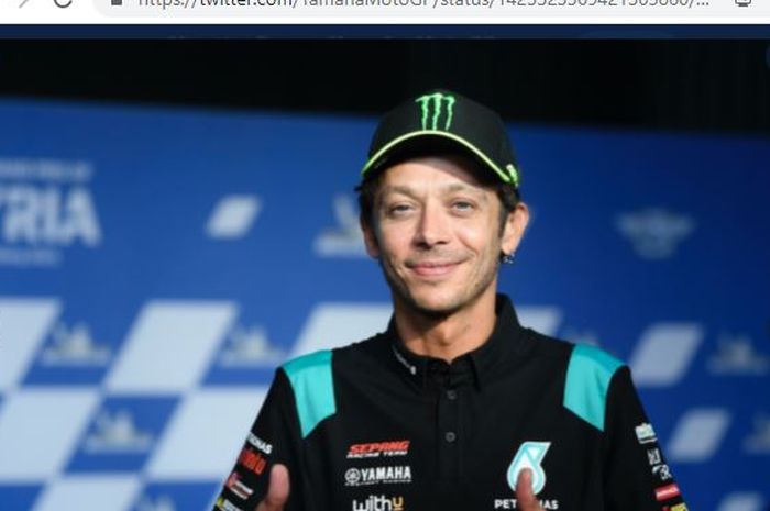 Pembalap Petronas Yamaha SRT, Valentino Rossi, ketika mengumumkan pensiun pada akhir MotoGP 2021 dalam sesi konferensi pers di Red Bull Ring, Spielberg, Kamis (5/8/2021).