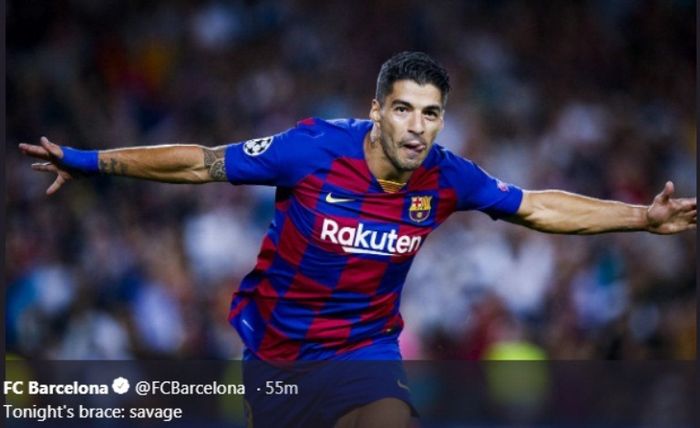 Striker Barcelona, Luis Suarez, dalam laga kontra Inter Milan pada ajang Liga Champions di Camp Nou pada Rabu (2/10/2019).