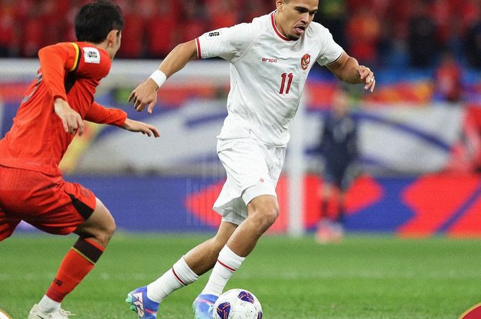 Timnas Indonesia vs China pada putaran ketiga Kualifikasi Piala Dunia 2026 di Qingdao Youth Football Stadium, Selasa (15/10/2025).