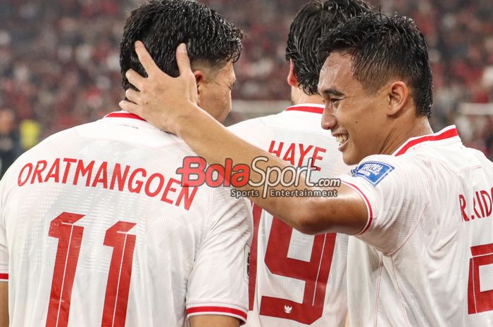 Rizky Ridho sedang melakukan selebrasi seusai mencetak gol dalam laga keenam babak penyisihan grup F Kualifikasi Piala Dunia 2026 antara timnas Indonesia versus timnas Filipina di Stadion Utama Gelora Bung Karno, Senayan, Jakarta, Selasa (11/6/2024).