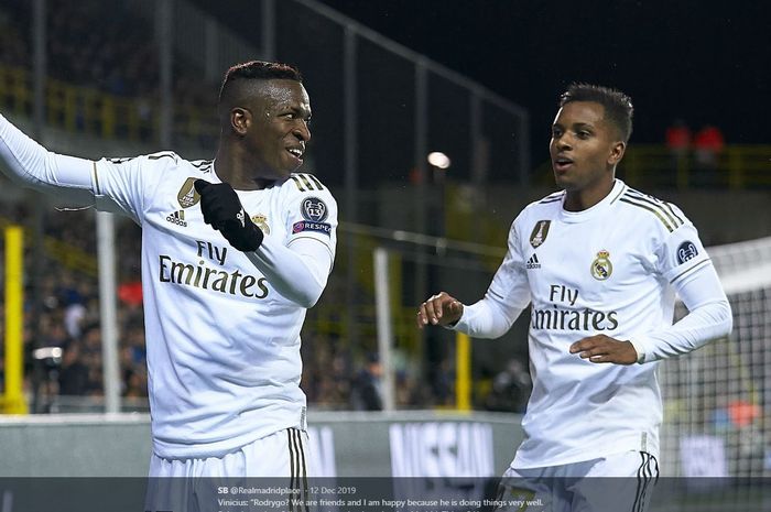 Dua bintang muda Brasil yang memperkuat Real Madrid, Vinicius Jr (kiri) dan Rodrygo Goes.